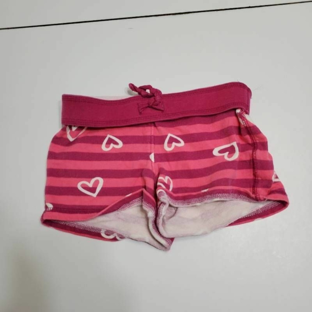 Old Navy Girls Casual Shorts Pink White Heart Elastic Waist Drawstring XS
